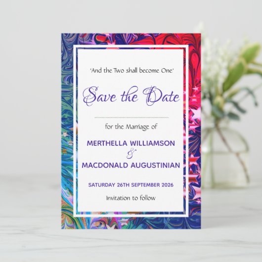 Save The Date ÉTOILES DE NOËL | Mariage festif d'hiver Abstrait (Debout devant)