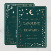 Save The Date Étoiles Dorées Lune Céleste Code Qr Date à Sauvega (Devant / Derrière)