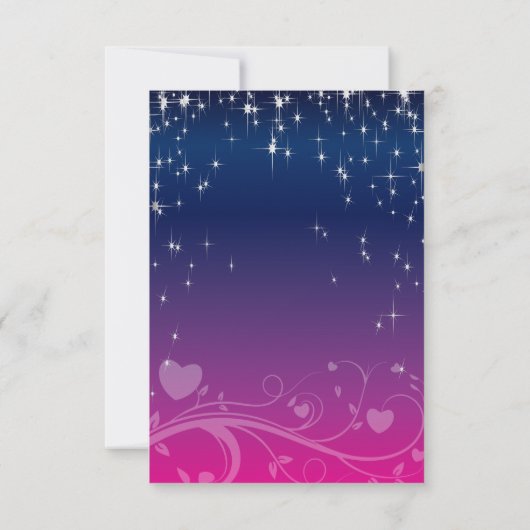 Save The Date Étoiles en bleu foncé et rose - Enregistrer la dat (Dos)