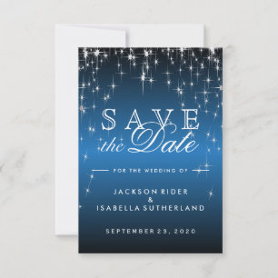 Save The Date Étoiles en bleu métallique - Enregistrer la date