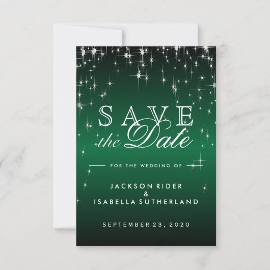 Save The Date Étoiles en métal vert foncé - Enregistrer la date (Devant)