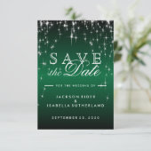 Save The Date Étoiles en métal vert foncé - Enregistrer la date (Debout devant)