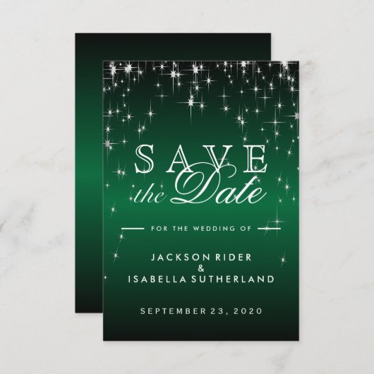 Save The Date Étoiles en métal vert foncé - Enregistrer la date (Devant / Derrière)