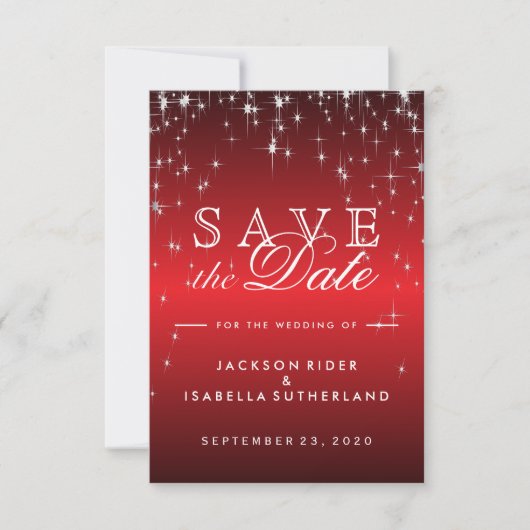 Save The Date Étoiles en rouge métallique Enregistrer la date (Devant)