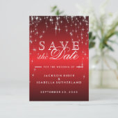 Save The Date Étoiles en rouge métallique Enregistrer la date (Debout devant)