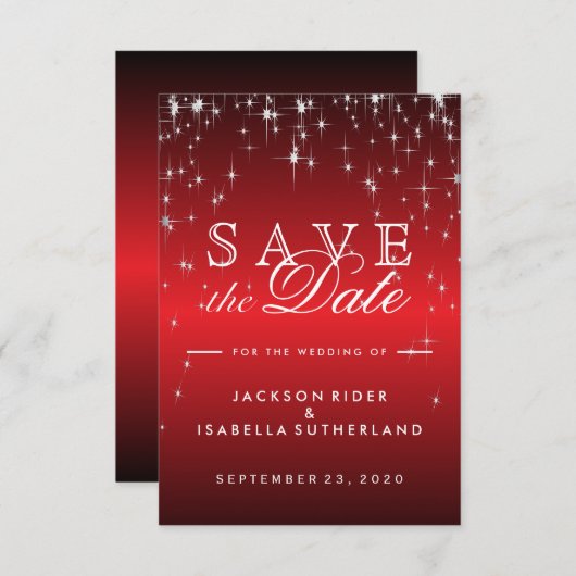 Save The Date Étoiles en rouge métallique Enregistrer la date (Devant / Derrière)