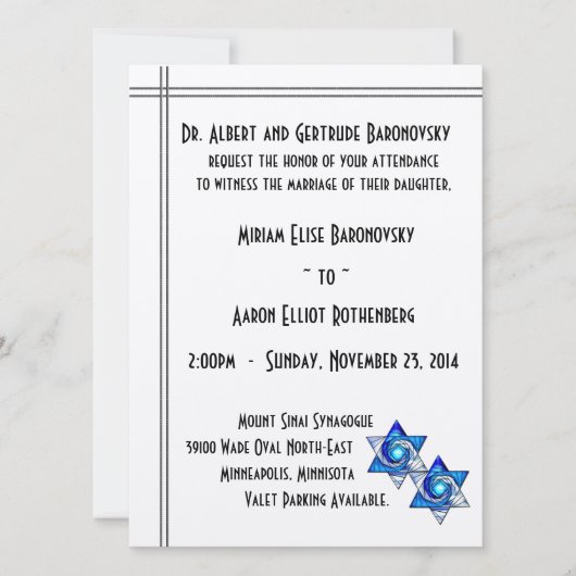Save The Date Étoiles interdépendantes de David Mariage juif (Devant)