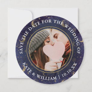 Save The Date Étoiles Lune Mariage Or Spirituel Céleste