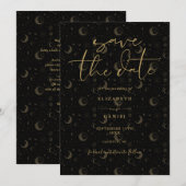 Save The Date Étoiles Mystiques Célestes et Code QR de Mariage L (Devant / Derrière)