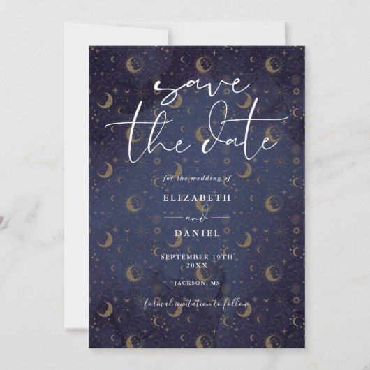 Save The Date Étoiles Mystiques Célestes Et Lune Code QR Mariage (Devant)