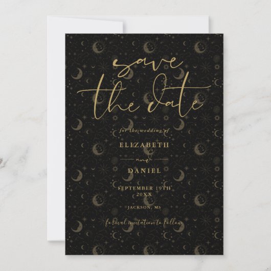 Save The Date Étoiles Mystiques Célestes Et Lune Code QR Mariage (Devant)