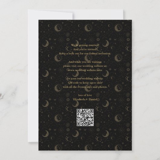 Save The Date Étoiles Mystiques Célestes Et Lune Code QR Mariage (Dos)