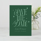 Save The Date Étoiles Whimsical Emerald Green Enregistrer la dat (Debout devant)
