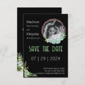 Save The Date Étonnant noir Eucalyptus Fab Enregistrer la date P (Devant / Derrière)