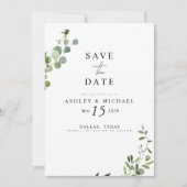 Save The Date Eucalyptus Botanical QR Code Mariage Enregistrer L (Devant)
