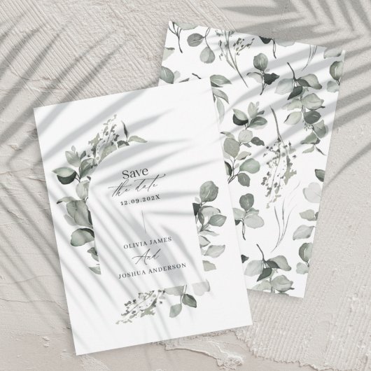 Save The Date Eucalyptus botanique élégant moderne simple mariag