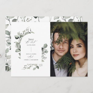 Save The Date Eucalyptus botanique élégant photo simple mariage