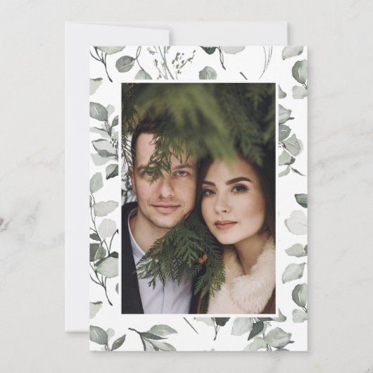 Save The Date Eucalyptus botanique élégante photo simple mariage (Dos)