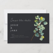 Save The Date Eucalyptus branche verte feuilles foncé enregistre (Devant)