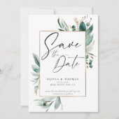 Save The Date Eucalyptus Cadre de verdure Mariage romain moderne (Devant)