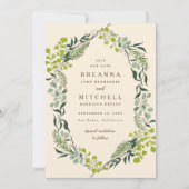 Save The Date Eucalyptus de Fern Crème Mariage à la main (Devant)