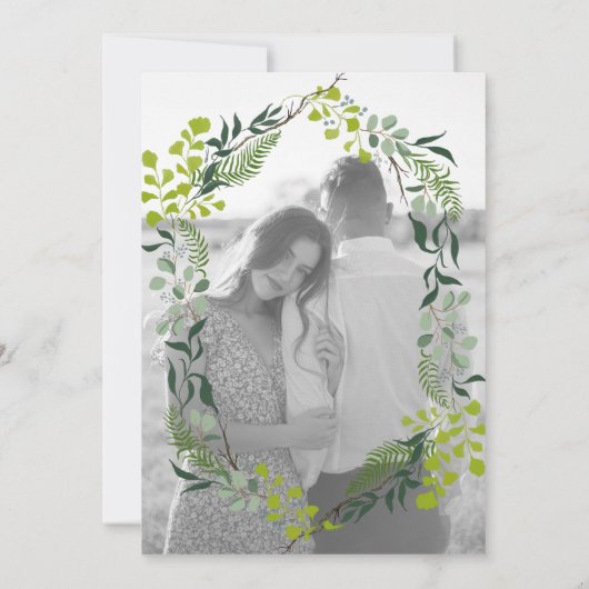 Save The Date Eucalyptus de Fern Crème Mariage à la main (Dos)