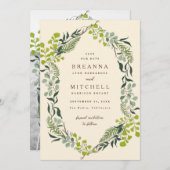Save The Date Eucalyptus de Fern Crème Mariage à la main (Devant / Derrière)