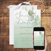 Save The Date Eucalyptus de lave à l'aquarelle verte Enregistrer