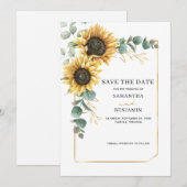 Save The Date Eucalyptus de tournesol floral géométrique (Devant / Derrière)