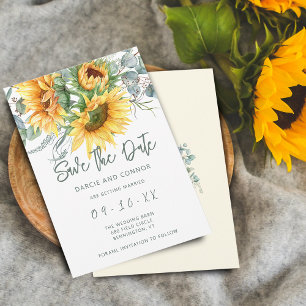 Save The Date Eucalyptus de tournesol rustique