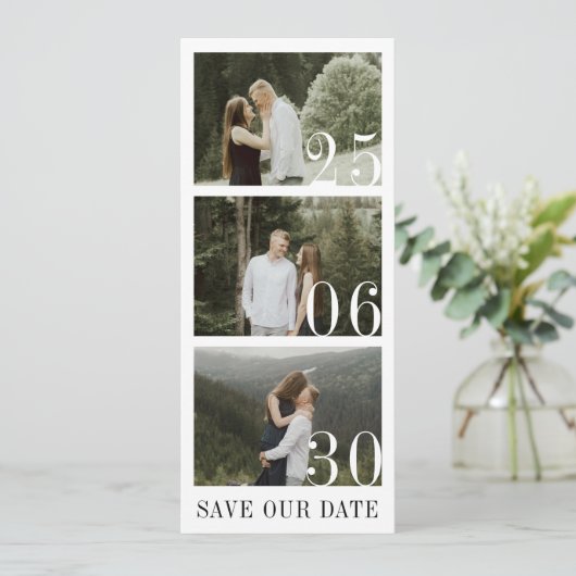 Save The Date Eucalyptus Émeraude Calendrier photo rustique (Debout devant)