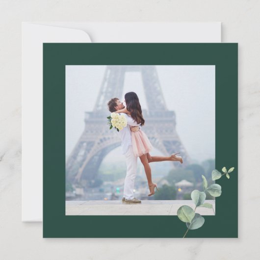 Save The Date Eucalyptus Émeraude Vert Élégant Sage Vert (Dos)