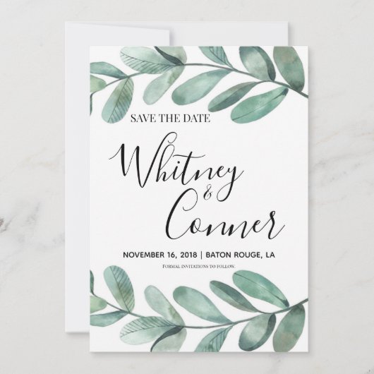 Save The Date Eucalyptus Enregistrez la Date (Devant)