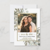 Save The Date Eucalyptus et Mariage photo de pin rustique (Devant)