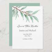Save The Date Eucalyptus Feuilles (Devant / Derrière)