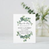 Save The Date Eucalyptus Feuilles mariage Enregistrer la date (Debout devant)