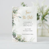 Save The Date Eucalyptus Feuilles mariage Enregistrer la date (Debout devant)