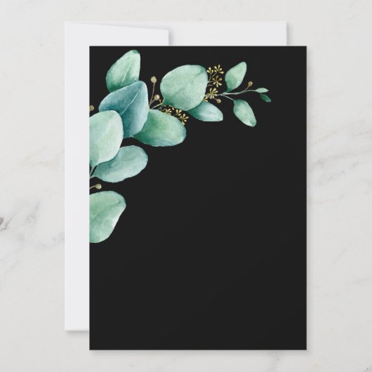 Save The Date Eucalyptus Feuilles Noir Mariage Enregistrer la da (Dos)
