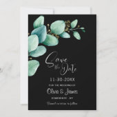 Save The Date Eucalyptus Feuilles Photo personnalisée Mariage no (Devant)