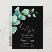 Save The Date Eucalyptus Feuilles Photo personnalisée Mariage no (Devant / Derrière)