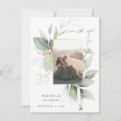 Save The Date Eucalyptus Glow Photo verticale Enregistrer la dat (Devant)