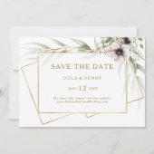 Save The Date Eucalyptus Gold géométrique horizontale Enregistre (Devant)