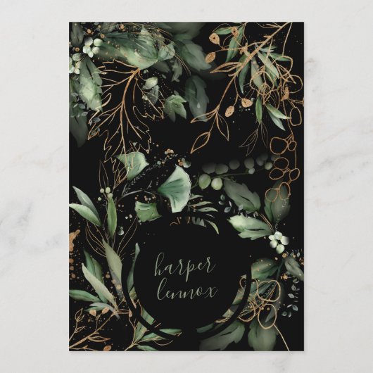 Save The Date Eucalyptus Golden Boho Élégant Onyx Pampas Noir (Dos)