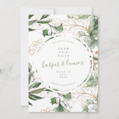 Save The Date Eucalyptus Golden Boho moderne automne Pampas Circ (Devant)