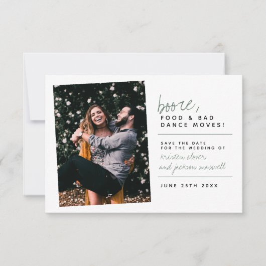 Save The Date Eucalyptus Green Booze Nourriture et mauvaise dans (Devant)