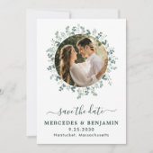Save The Date Eucalyptus Green Photo moderne QR Code Mariage (Devant)