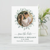 Save The Date Eucalyptus Green Photo moderne QR Code Mariage (Debout devant)