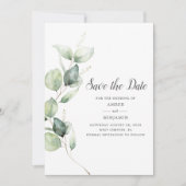 Save The Date Eucalyptus Green Script Enregistrer la date (Devant)