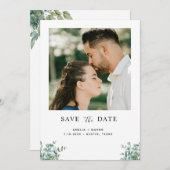Save The Date eucalyptus greenery wedding (Devant / Derrière)