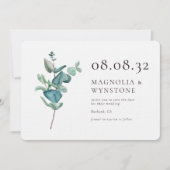 Save The Date Eucalyptus Luxury Linen Mariage (Devant)
